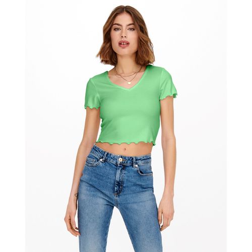 T-shirt Crop, Scollo A V Donna Taglie S - only - Modalova