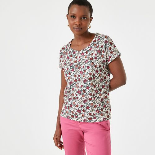 T-shirt Stampa Floreale, Girocollo, Maniche Corte Donna Taglie 38/40 - anne weyburn - Modalova