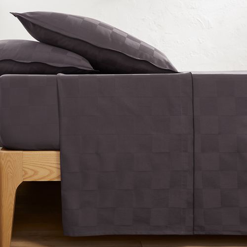 Lenzuolo Piatto Satin Di Cotone Lavato, Victor A Scacchi Taglie 240 x 290 cm - la redoute interieurs - Modalova