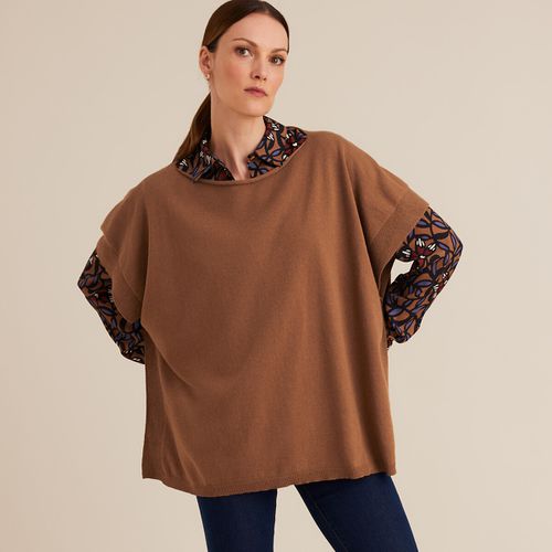 Poncho girocollo in fine maglia - ANNE WEYBURN - Modalova