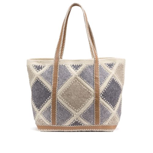 Borsa tote L patchwork in misto lana e crochet - VANESSA BRUNO - Modalova