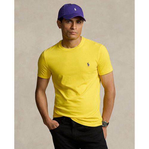 T-shirt slim tinta unita in jersey logo ricamato - POLO RALPH LAUREN - Modalova