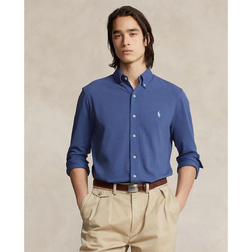 Camicia dritta in piquet di cotone con logo ricamato - POLO RALPH LAUREN - Modalova