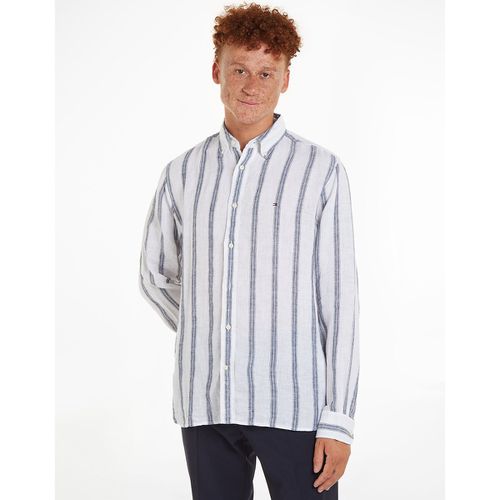 Camicia In Lino A Righe Uomo Taglie XXL - tommy hilfiger - Modalova