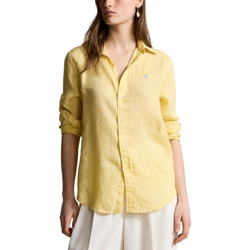 Camicia A Maniche Lunghe In Lino Donna Taglie L - polo ralph lauren - Modalova