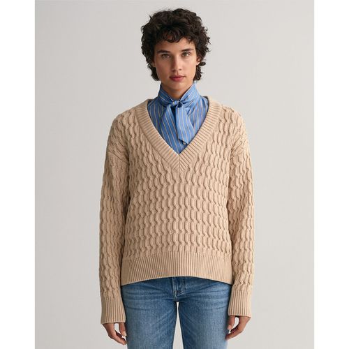 Pull scollo a V in maglia a trecce - GANT - Modalova