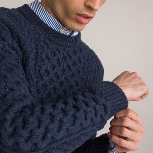 Pull Scollo Rotondo, Maglia A Trecce Uomo Taglie S - la redoute collections - Modalova