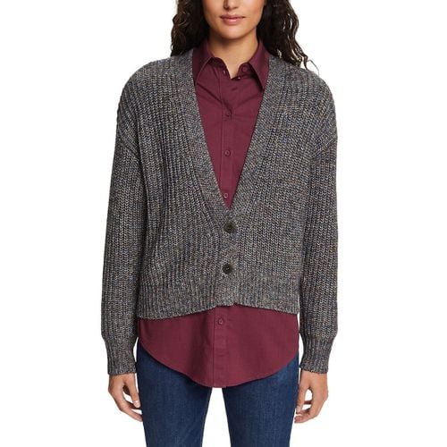 Cardigan con bottoni scollo a V maglia chiné - ESPRIT - Modalova