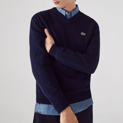 Maglione scollo a V in cotone bio - LACOSTE - Modalova