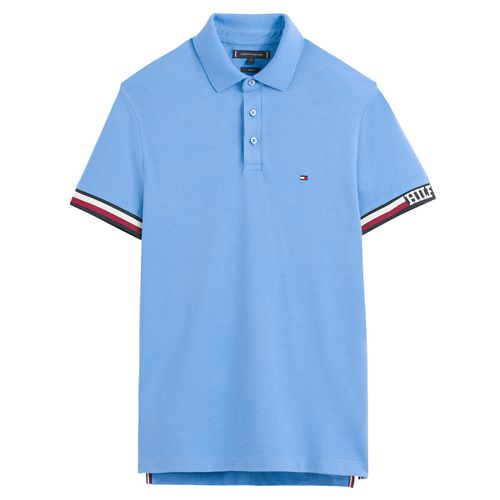 Polo dritta con logo ricamato fodera jersey - TOMMY HILFIGER - Modalova