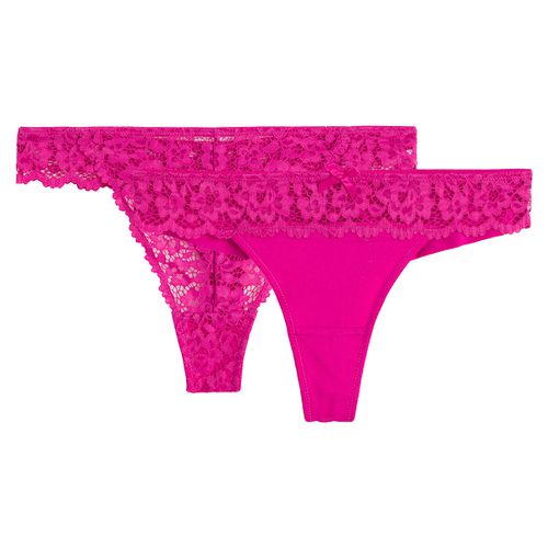 Confezione Da 2 Tanga In Pizzo E Microfibra Donna Taglie 34 (FR) - 38 (IT) - la redoute collections - Modalova