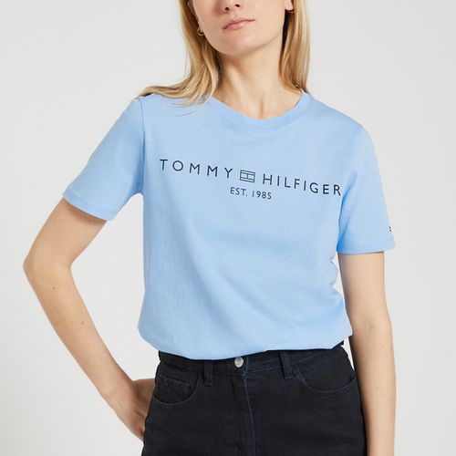 T-shirt scollo rotondo maniche corte con logo - TOMMY HILFIGER - Modalova