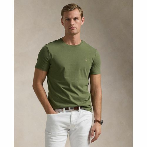 T-shirt Slim Tinta Unita In Jersey Logo Ricamato Uomo Taglie M - polo ralph lauren - Modalova