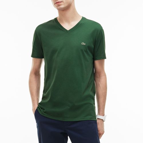 T-shirt scollo a V in jersey di cotone - LACOSTE - Modalova