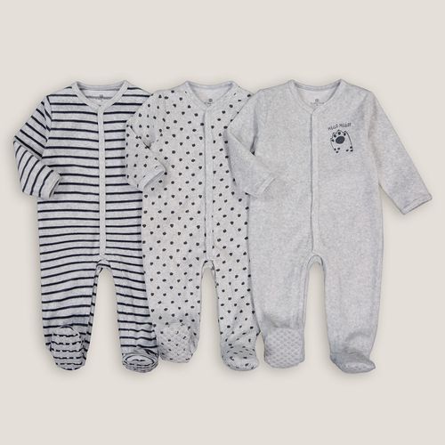 Confezione da 3 pigiami-tutina nascita in velluto - LA REDOUTE COLLECTIONS - Modalova