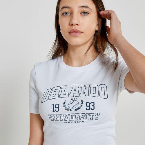 Confezione da 2 T-shirt cropped, motivo stile campus - LA REDOUTE COLLECTIONS - Modalova