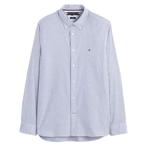 Camicia dritta in oxford a righe stretch - TOMMY HILFIGER - Modalova