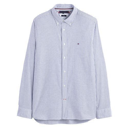 Camicia dritta in oxford a righe stretch - TOMMY HILFIGER - Modalova