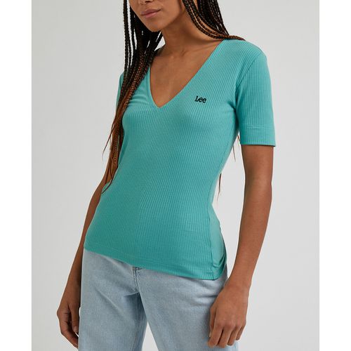 T-shirt A Coste, Scollo A V Donna Taglie S - lee - Modalova