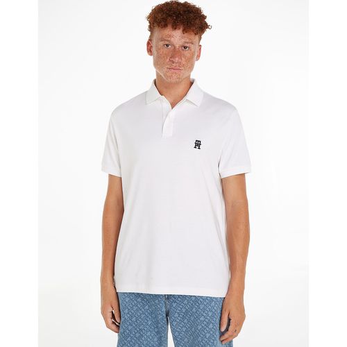 Polo dritta con logo ricamato - TOMMY HILFIGER - Modalova