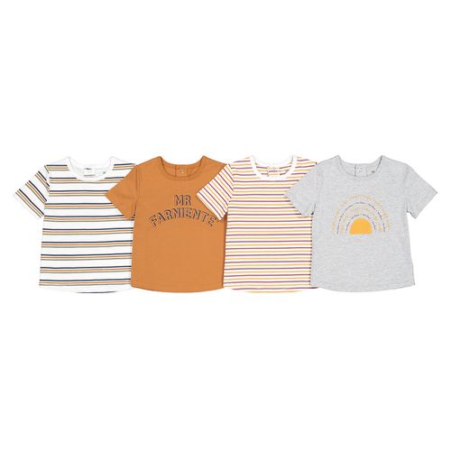 Confezione Da 4 T-shirt Stampate In Cotone Bio Taglie 1 mese - 54 cm - la redoute collections - Modalova