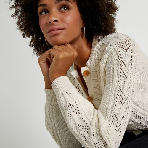 Cardigan in maglia pointelle puro cotone - LA REDOUTE COLLECTIONS - Modalova