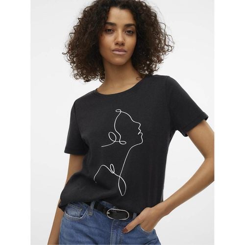 T-shirt con motivo, girocollo - VERO MODA - Modalova