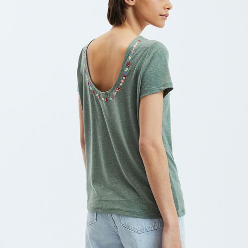 T-shirt girocollo, scollatura ricamata - PIECES - Modalova
