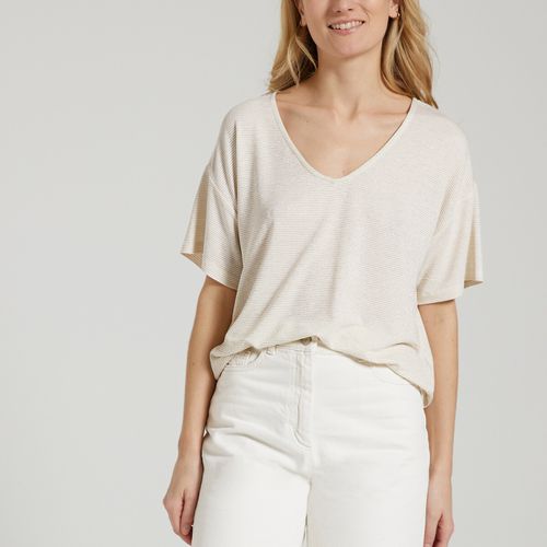 T-shirt Oversized A Righe Sottili Brillanti Donna Taglie L - pieces - Modalova