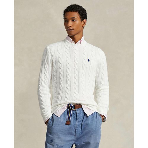 Pull scollo rotondo in maglia di cotone a trecce - POLO RALPH LAUREN - Modalova