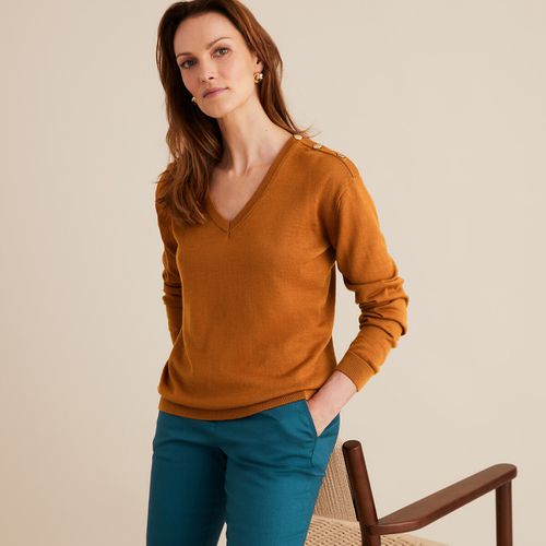 Maglione scollo a V in fine maglia, misto lana - ANNE WEYBURN - Modalova