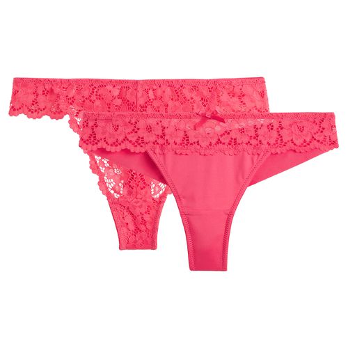 Confezione Da 2 Tanga In Pizzo E Microfibra Donna Taglie 34 (FR) - 38 (IT) - la redoute collections - Modalova