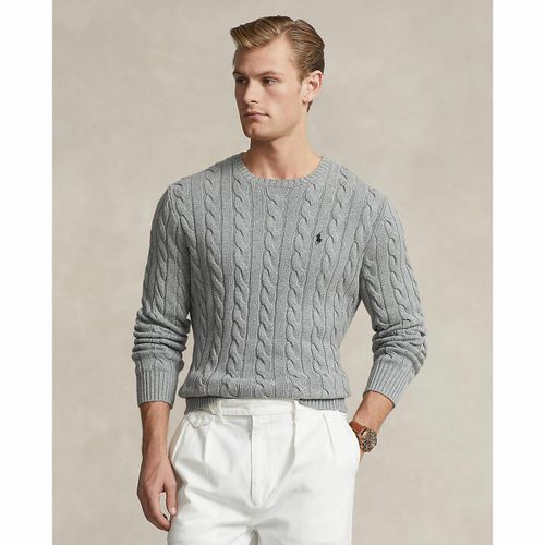 Pull scollo rotondo in maglia di cotone a trecce - POLO RALPH LAUREN - Modalova