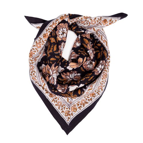 Piccolo Foulard Cotone Salvador Reglisse - bindi atelier - Modalova