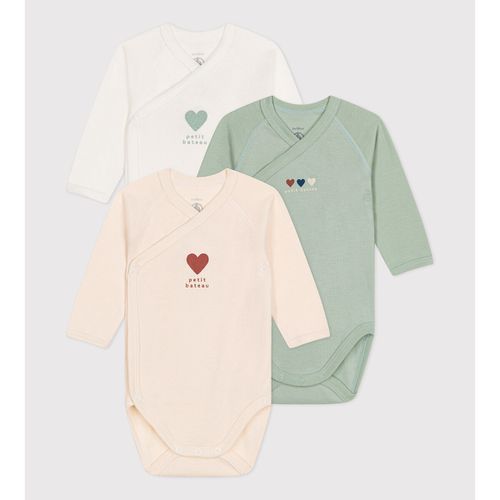 Confezione da 3 body incrociati a maniche lunghe - PETIT BATEAU - Modalova