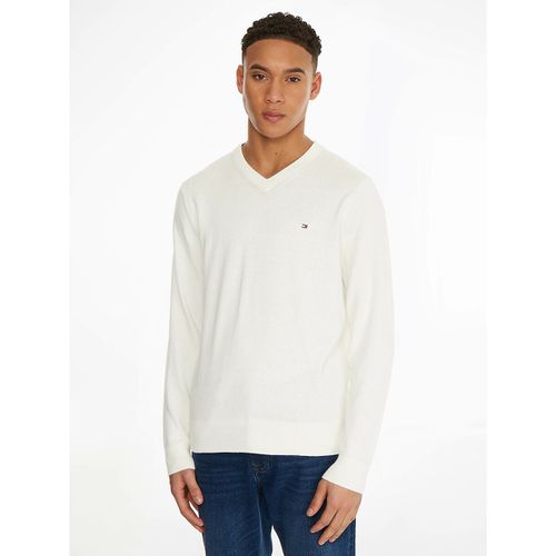 Pull scollo a V in cotone pima e cachemire - TOMMY HILFIGER - Modalova