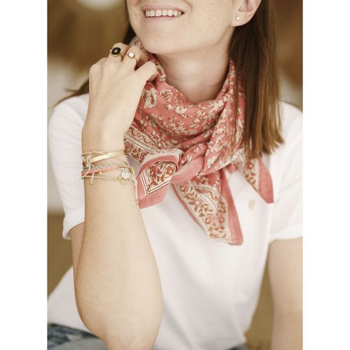 Grande Foulard Cotone Stampato Sarika Grenade - bindi atelier - Modalova