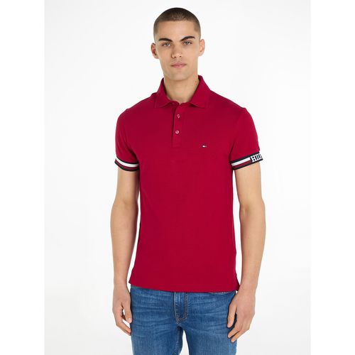 Polo dritta con logo ricamato fodera jersey - TOMMY HILFIGER - Modalova