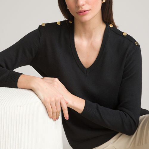 Maglione scollo a V in fine maglia, misto lana - ANNE WEYBURN - Modalova