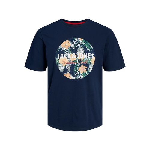T-shirt Girocollo Con Logo Blu Uomo Taglie XS - jack & jones - Modalova
