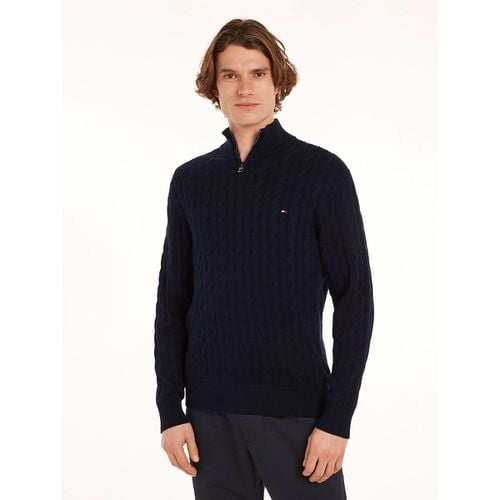 Maglione A Trecce Collo Alto In Cotone Uomo Taglie S - tommy hilfiger - Modalova