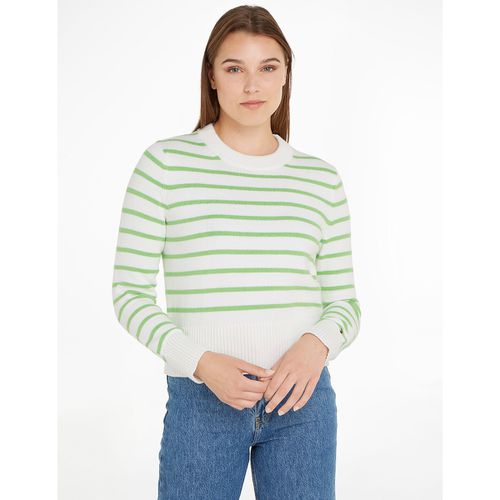 Pull A Righe Scollo Rotondo In Maglia Fine Donna Taglie S - tommy hilfiger - Modalova