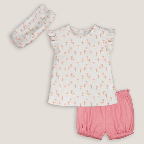 Completo 3 pezzi T-shirt, bloomer e fascia - LA REDOUTE COLLECTIONS - Modalova