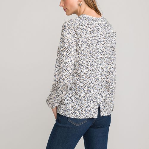 Blusa scollo a V, stampa floreale, maniche lunghe - ANNE WEYBURN - Modalova