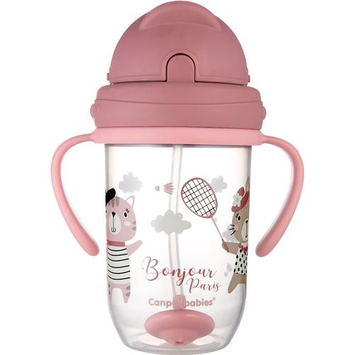 Bonjour Paris Cup Tasse mit Strohhalm Pink 270 ml - Canpol Babies - Modalova