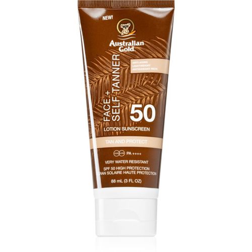 Face + Self Tanner crema autoabbronzante viso SPF 50 88 ml - Australian Gold - Modalova