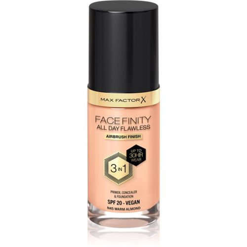 Facefinity All Day Flawless fondotinta lunga tenuta SPF 20 colore 45 Warm Almond 30 ml - Max Factor - Modalova