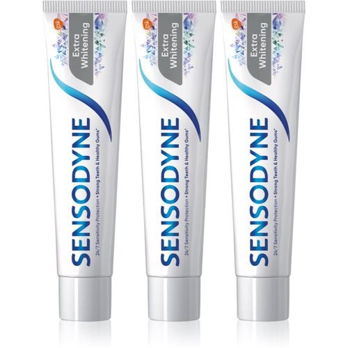 Extra Whitening dentifricio sbiancante al fluoro per denti sensibili 3x75 ml - Sensodyne - Modalova