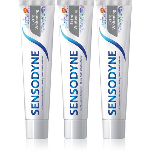 Extra Whitening pasta de dientes con flúor para dientes sensibles 3x75 ml - Sensodyne - Modalova