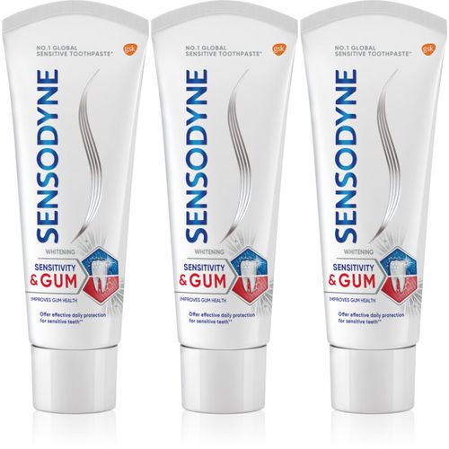 Sensitivity & Gum Whitening pasta de dientes blanqueadora para proteger dientes y encías 3x75 ml - Sensodyne - Modalova